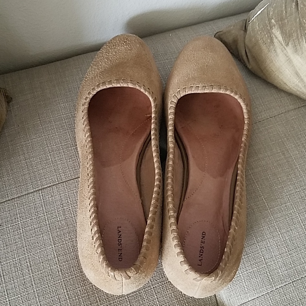 Lands End Tan Suede Flats